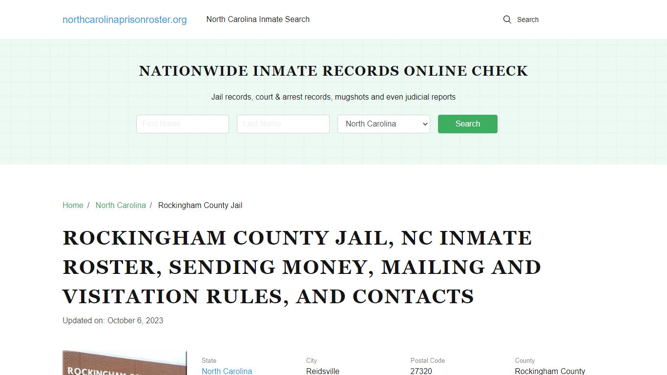 Rockingham County Jail, NC: Offender Search, Visitations & Contact Info
